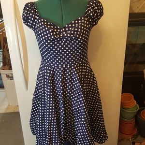 Belle Poque XL lined navy blue vintage dress